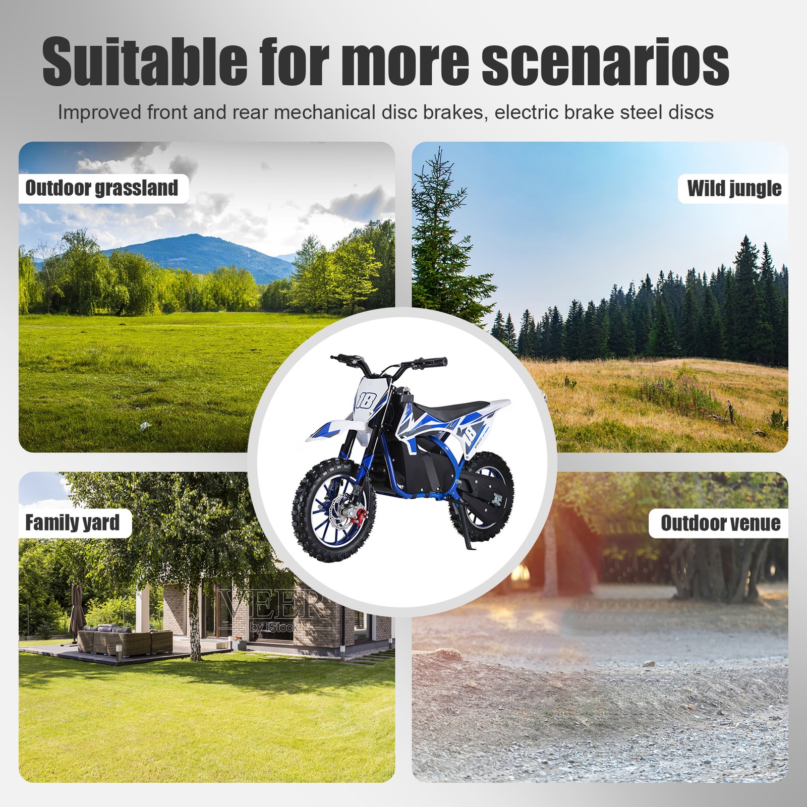 350W Kids Electric Off-Road Dirt Bike 10 Inch Tires Mini Motorcycle 36V 7.5Ah