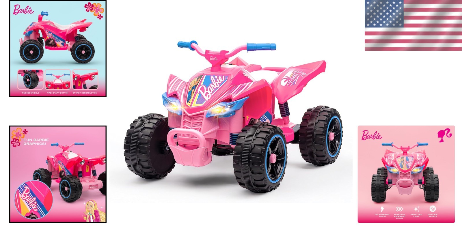 Barbie 12V ATV Quad Ride On – Durable Pink, Perfect for Kids Ages 3+