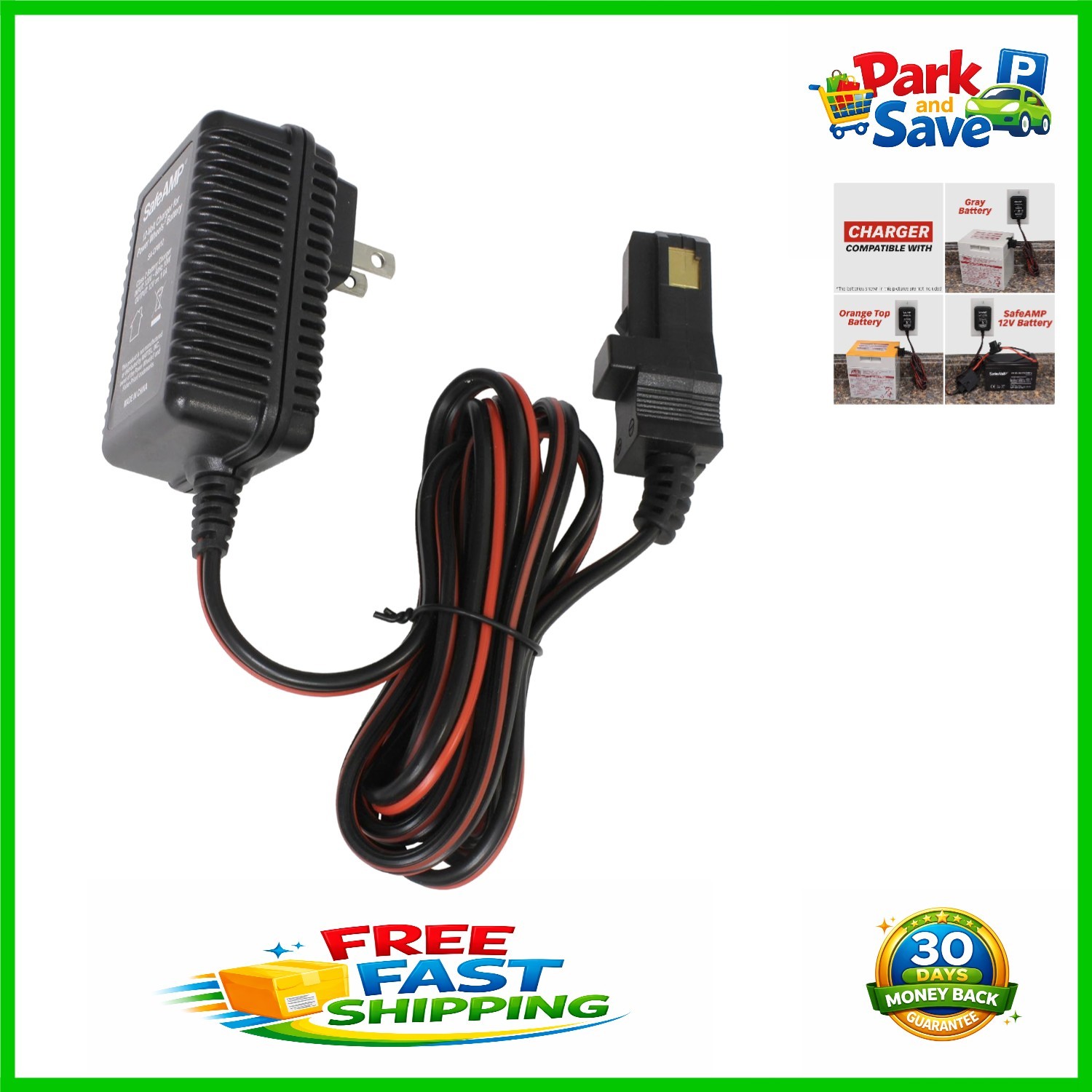 Listed 12V Charger Compatible with Power Wheels Gray & Orange Top Batteries