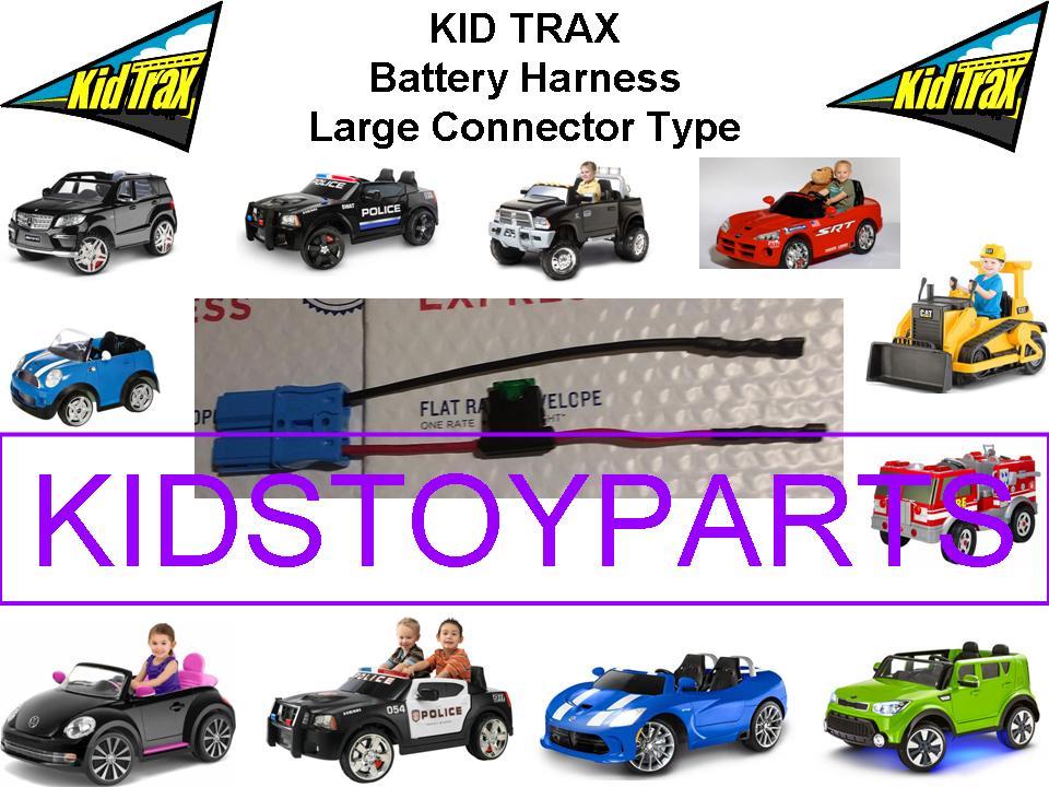 Battery Harness for KID TRAX Ride On Toys w/ Large Blue Connector