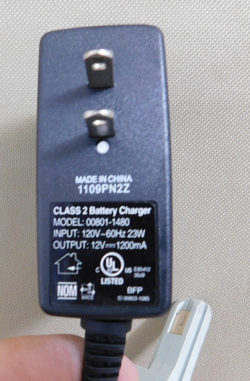 TESTED Genuine POWER WHEELS 00801-1480 12V 1.2A Battery Charger FISHER PRICE