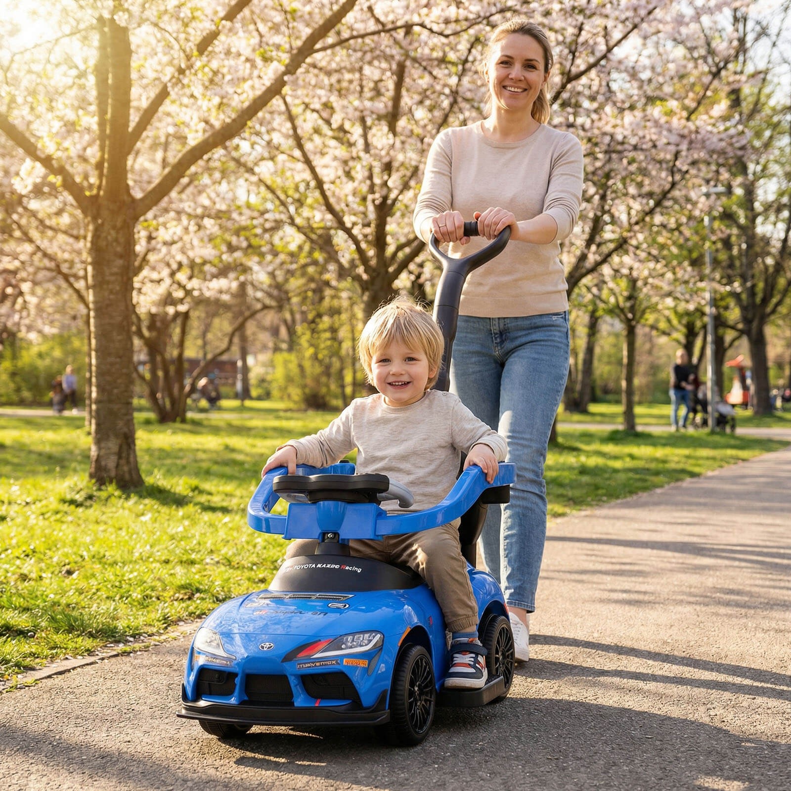 Toyota Licensed Ride on Push Car w/Parent-Control Handle Music Safety Guardrail