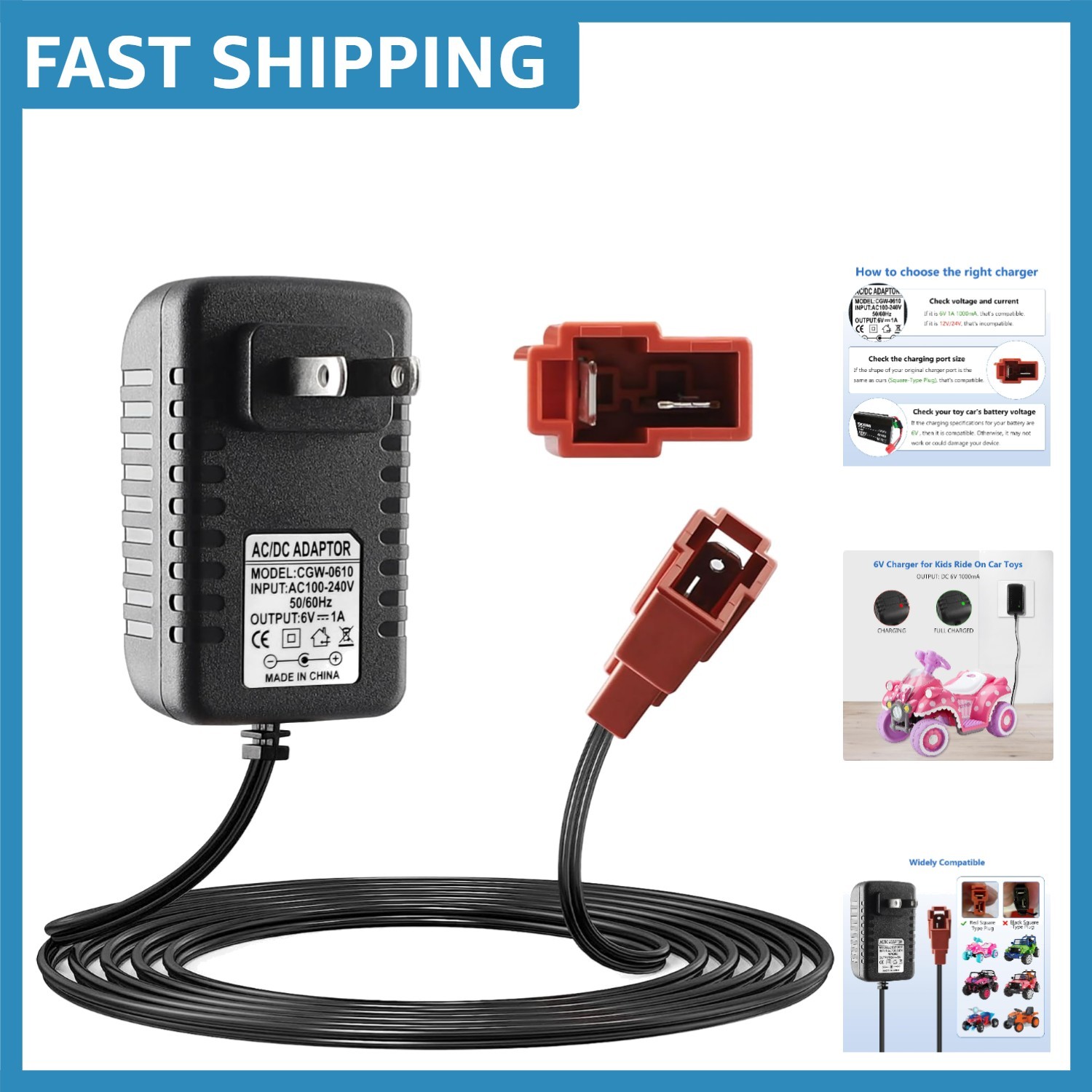 6V Battery Charger for Kids Ride-On Cars – Smart, Compatible & Safe Charging