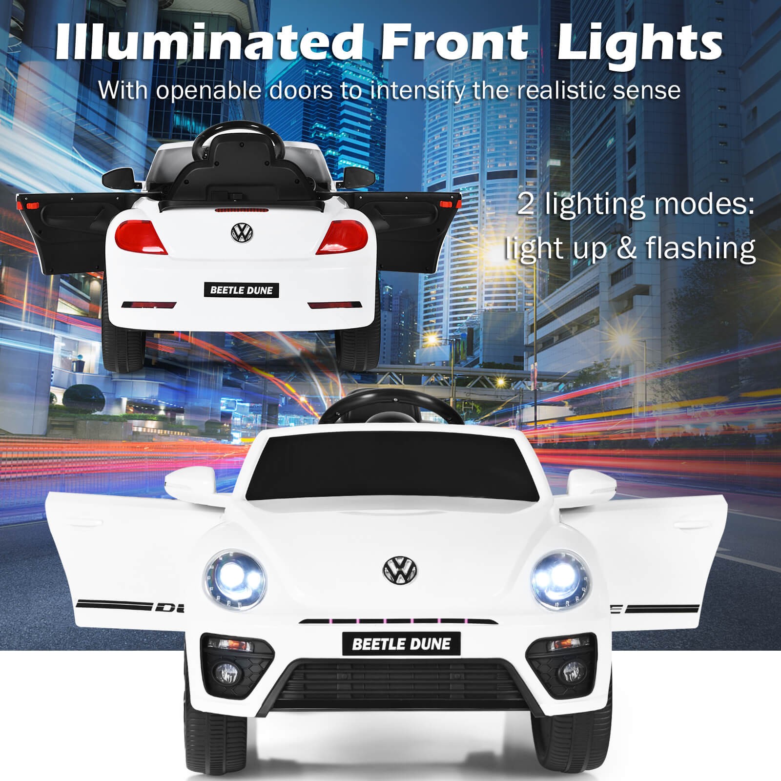 12V Kids Ride On Car Licensed Volkswagen Beetle w/ Remote Control & Music White