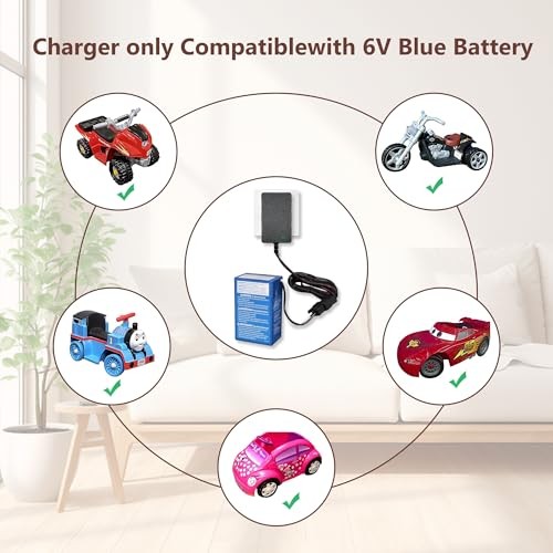 for Fisher-Price Power Wheels 6V Battery Charger for Ride-On Toys, Replacement