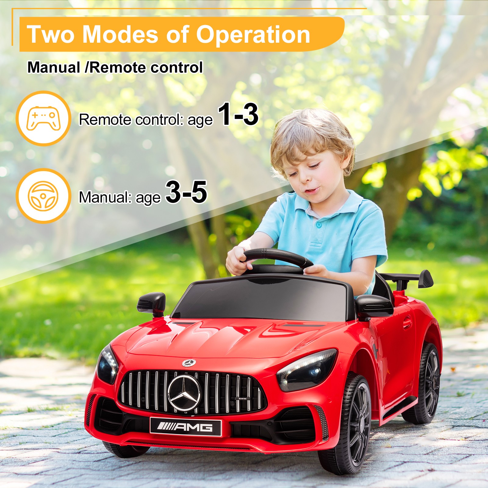 12V Electric Ride on Car Licensed Mercedes-Benz Gift for Kids Aged 3-5 Years-Red