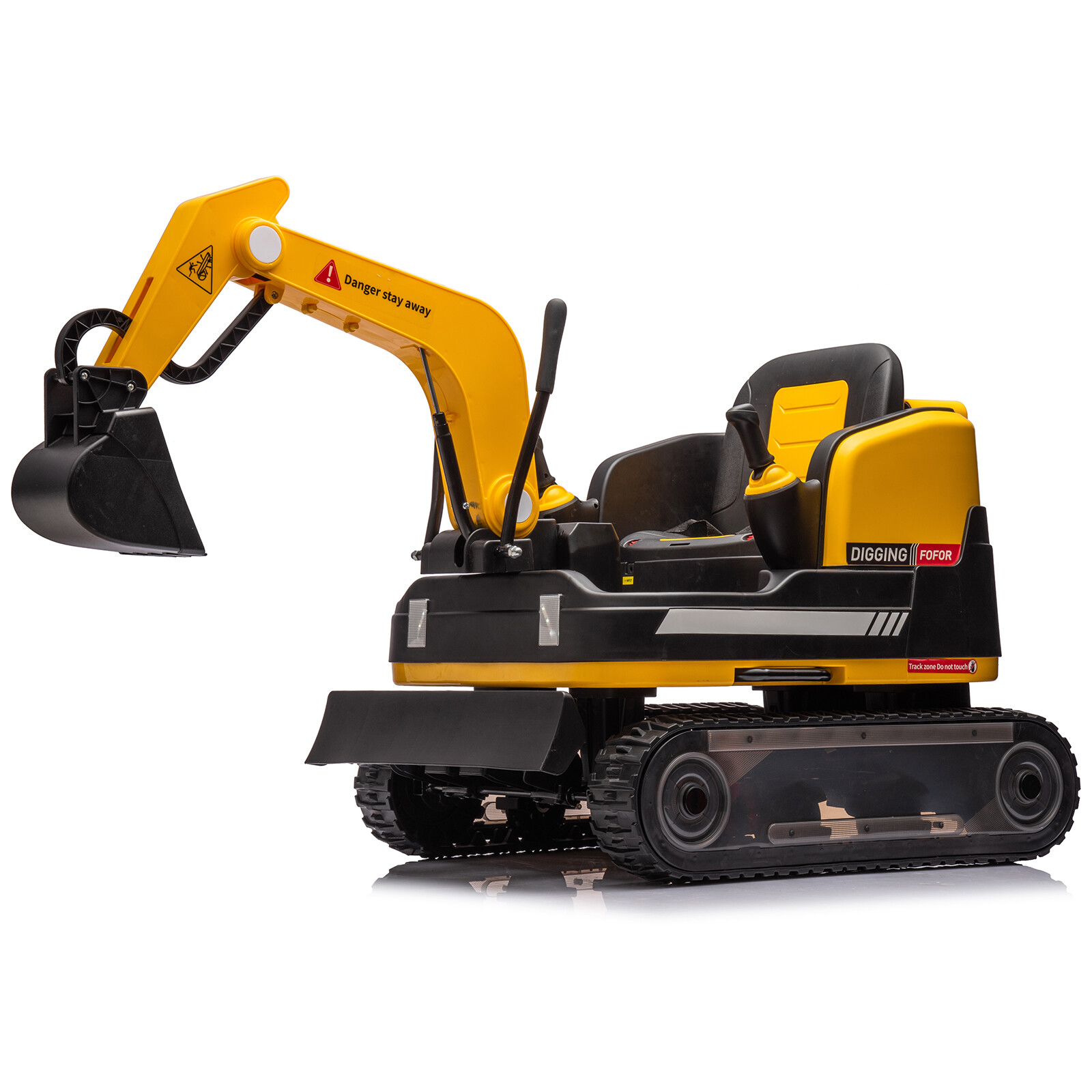2in1 12V 360° Kids Yellow Ride on Excavator Traxcavator Toys with RC