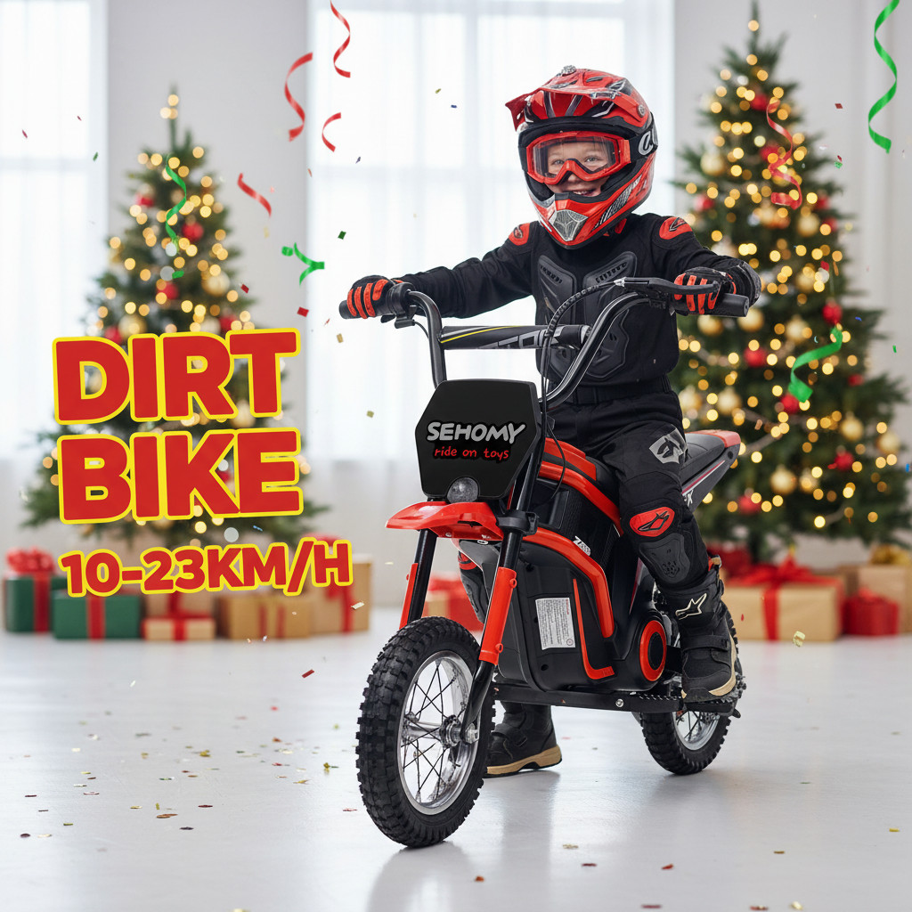 24V 350W Electric Dirt Bike Off-Road Electric Motorcycle Red for Kids 8-12 Years