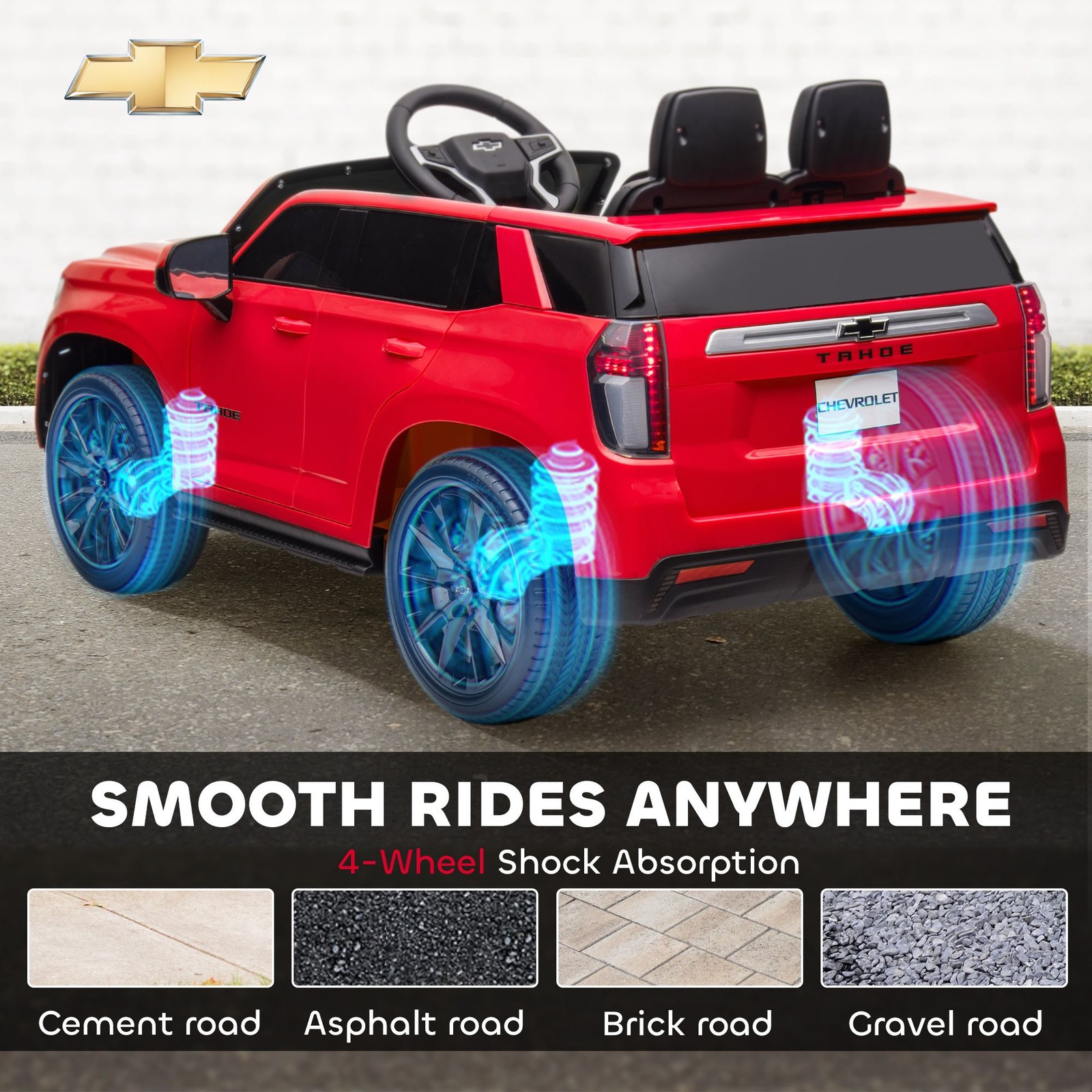 Single Seat Kids Car 12V, Remote Direction Control, 49.2ft Range Red