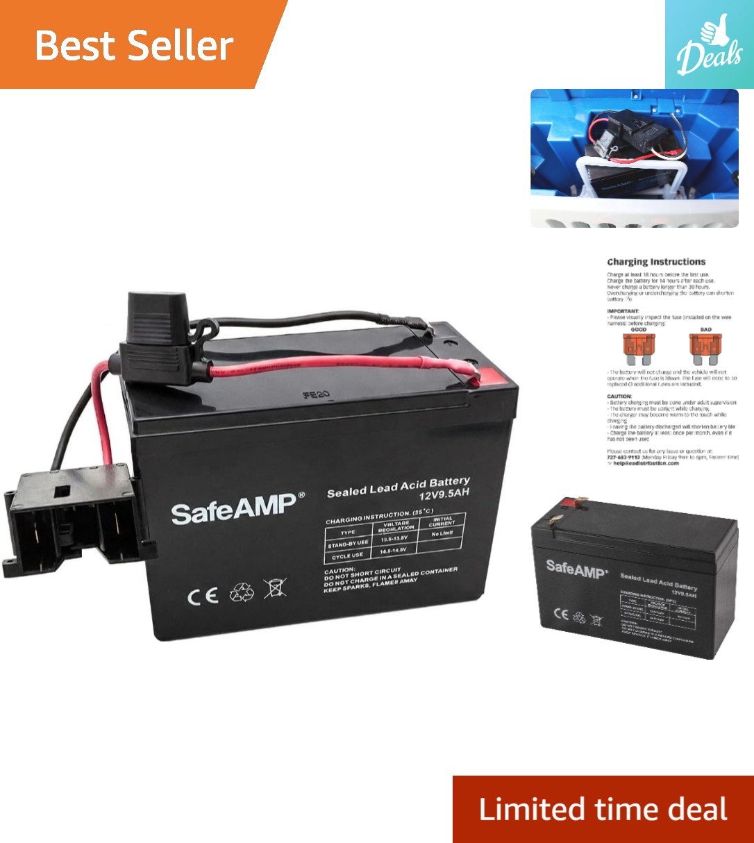 Rechargeable 12V Lead Acid Battery for Fisher-Price Power Wheels – 9.5AH