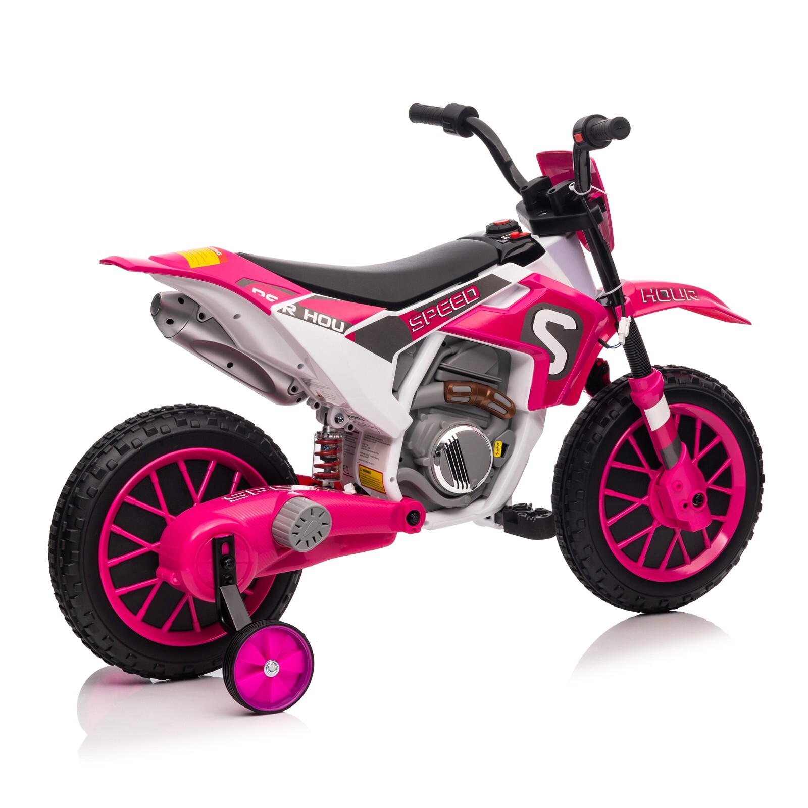 TOBBI Electric 12V Kids Ride On Motorcycle Dirt Bike w/ Training Wheels,2 Speeds