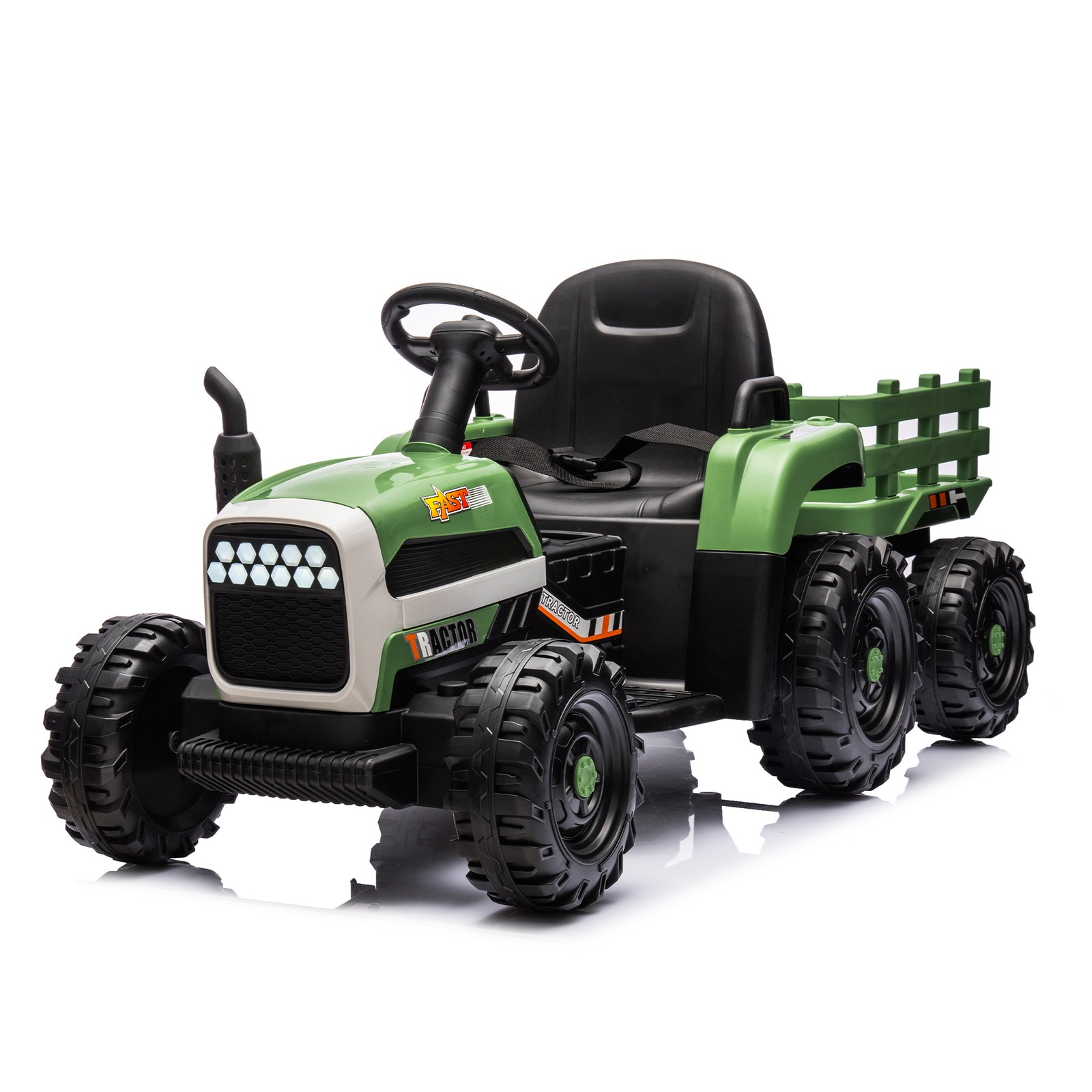 24Vkids Ride Tractor Trailer 1.86-4.97MPH electric car 3speed adjustable Emerald
