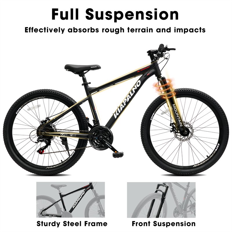 26in Mountain Bike w/ Disc Brakes 21-Speed Bicycle for Trail Riding & Touring