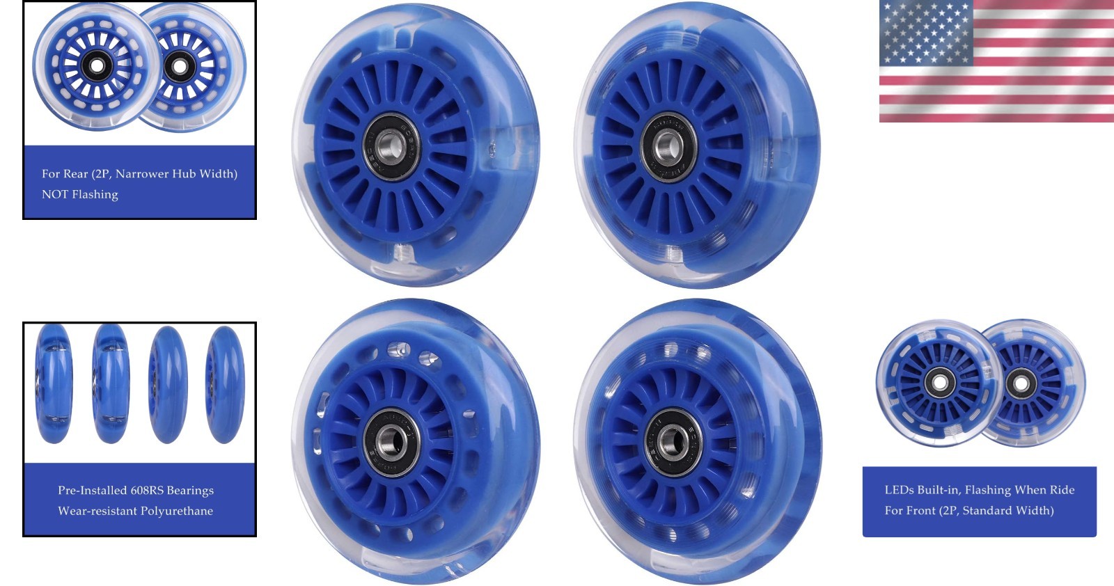5-Inch Polyurethane Replacement Wheels for Ride-On Toys – Dark Blue