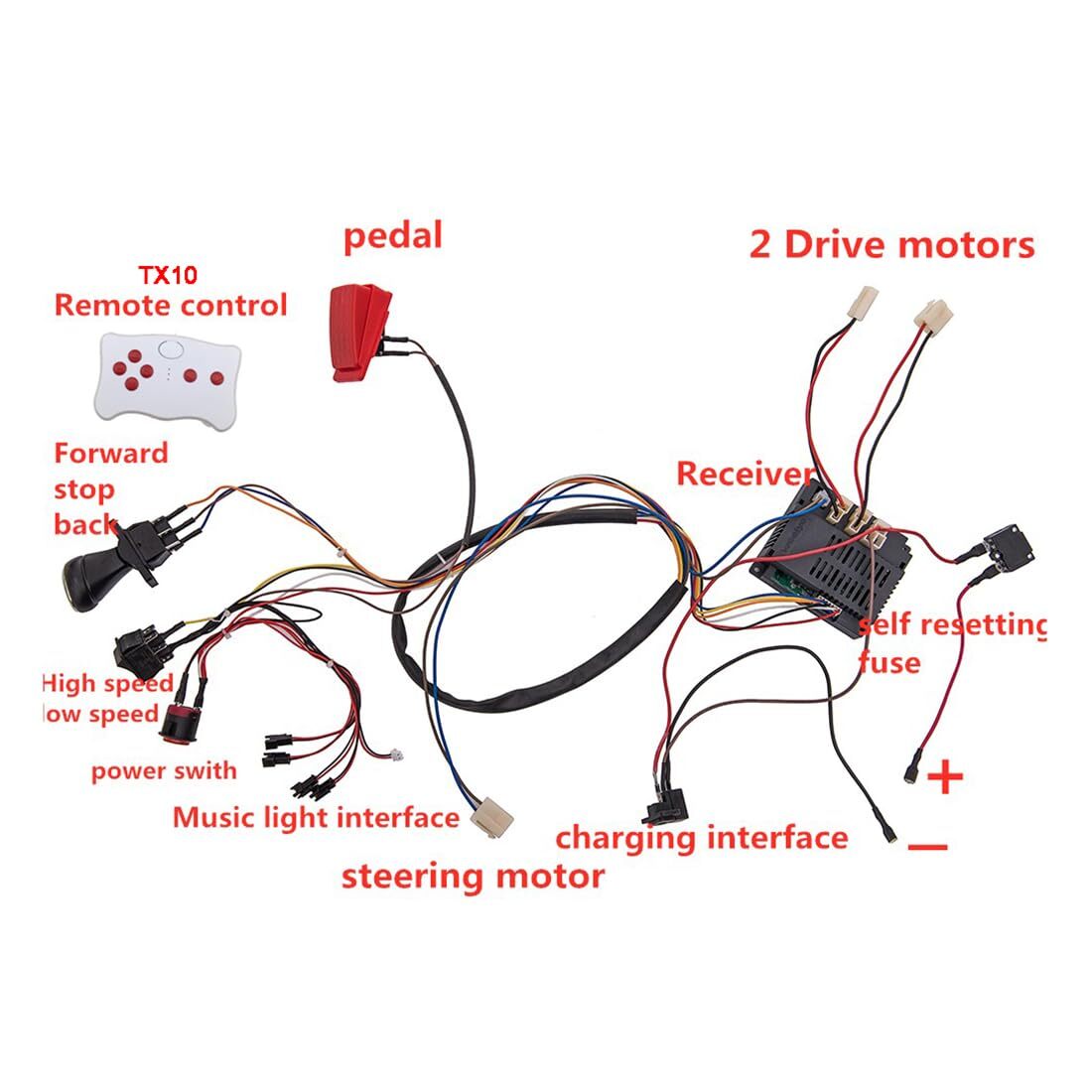 12 Volt Children Electric Car DIY Modified Wires and Switch Kitwith 2.4G Blue…