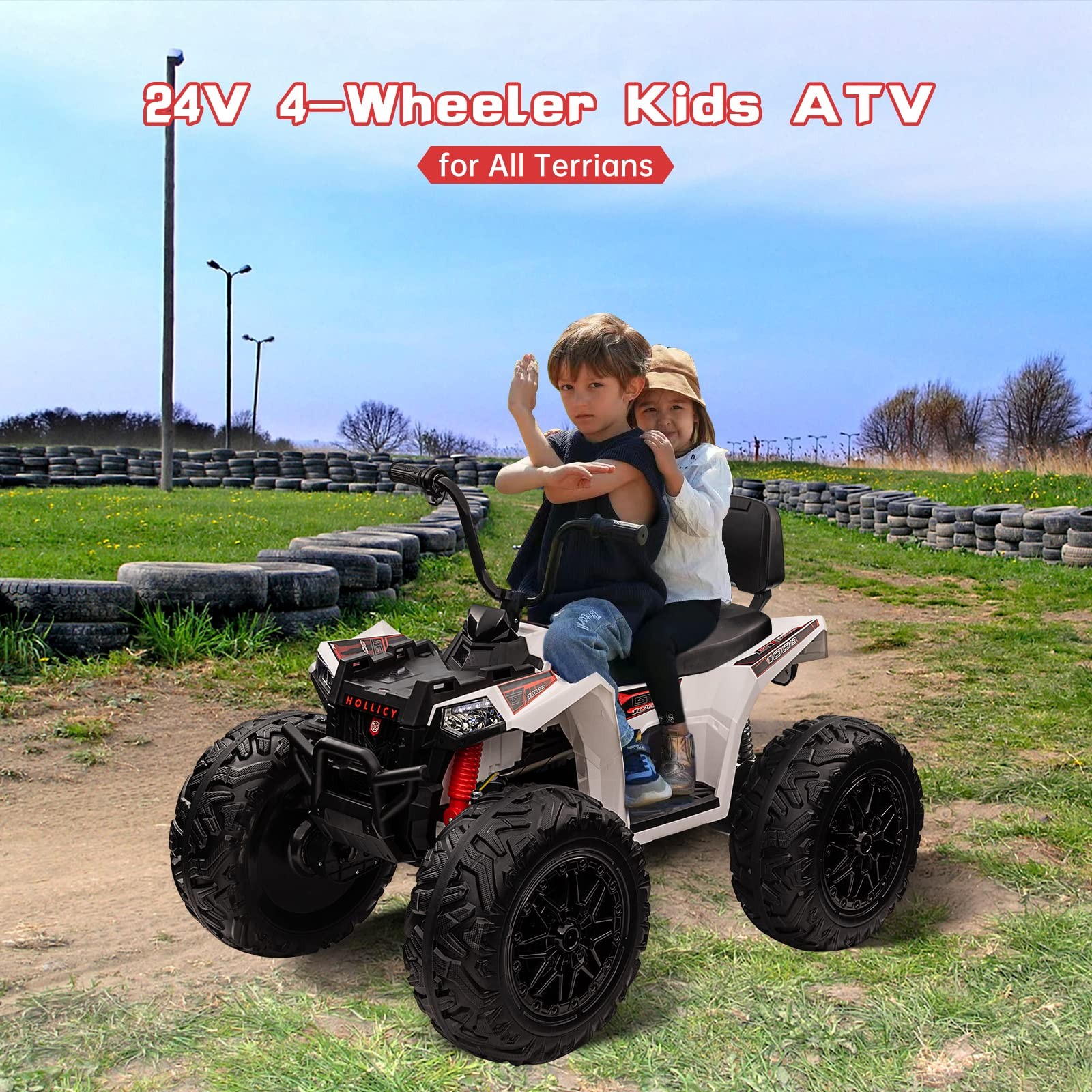 Kids ATV 24V Ride on Car 4WD Quad Electric Vehicle 4x80W 7AHx2 Battery LED Toy