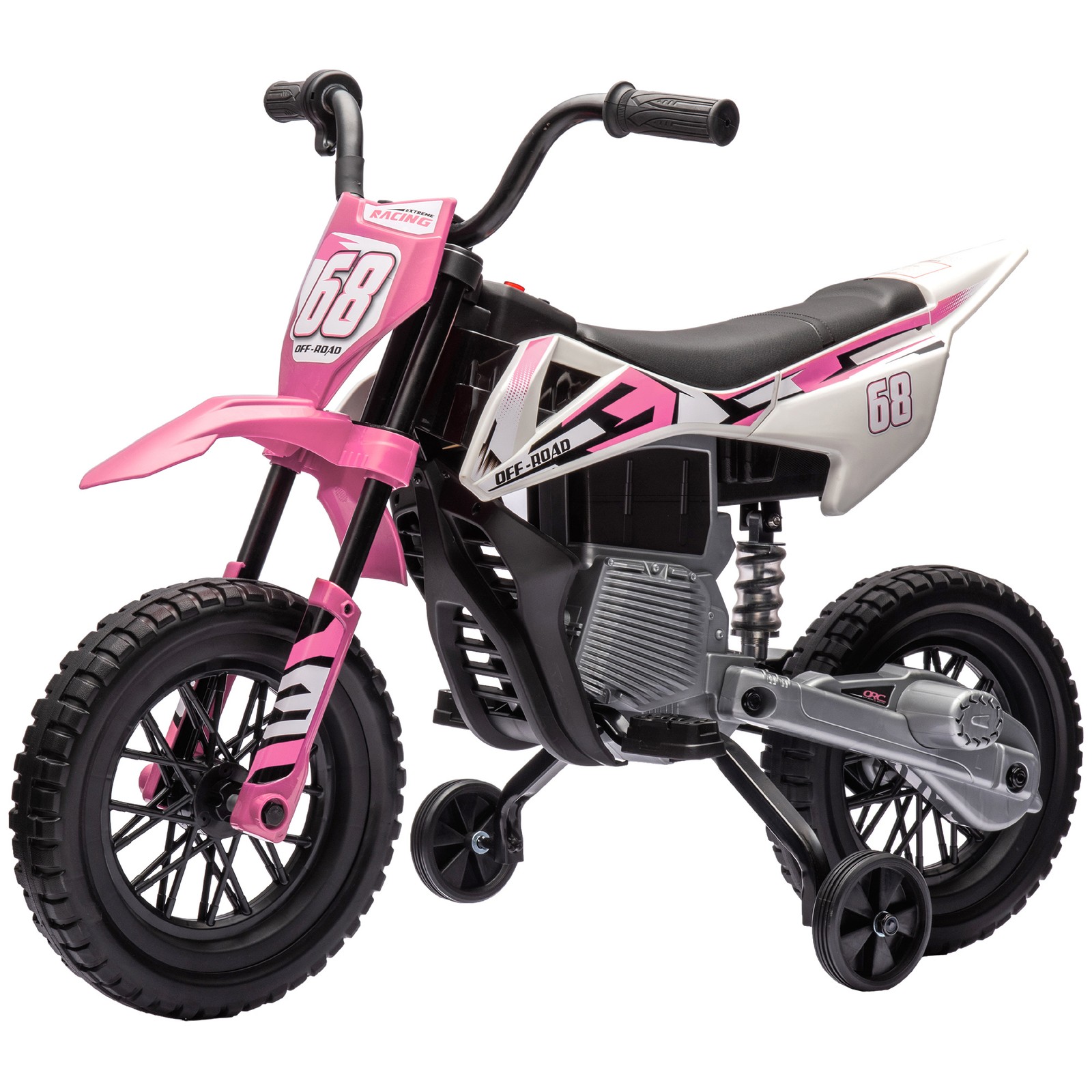 12V Kids Motorcycle W/ Twist Grip Throttle, Rear Suspension, Pink