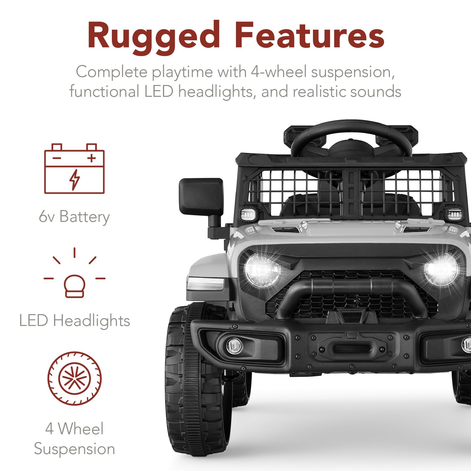 6V Kids Ride On Toy Mini Truck Electric Car Parent Remote Light Gray