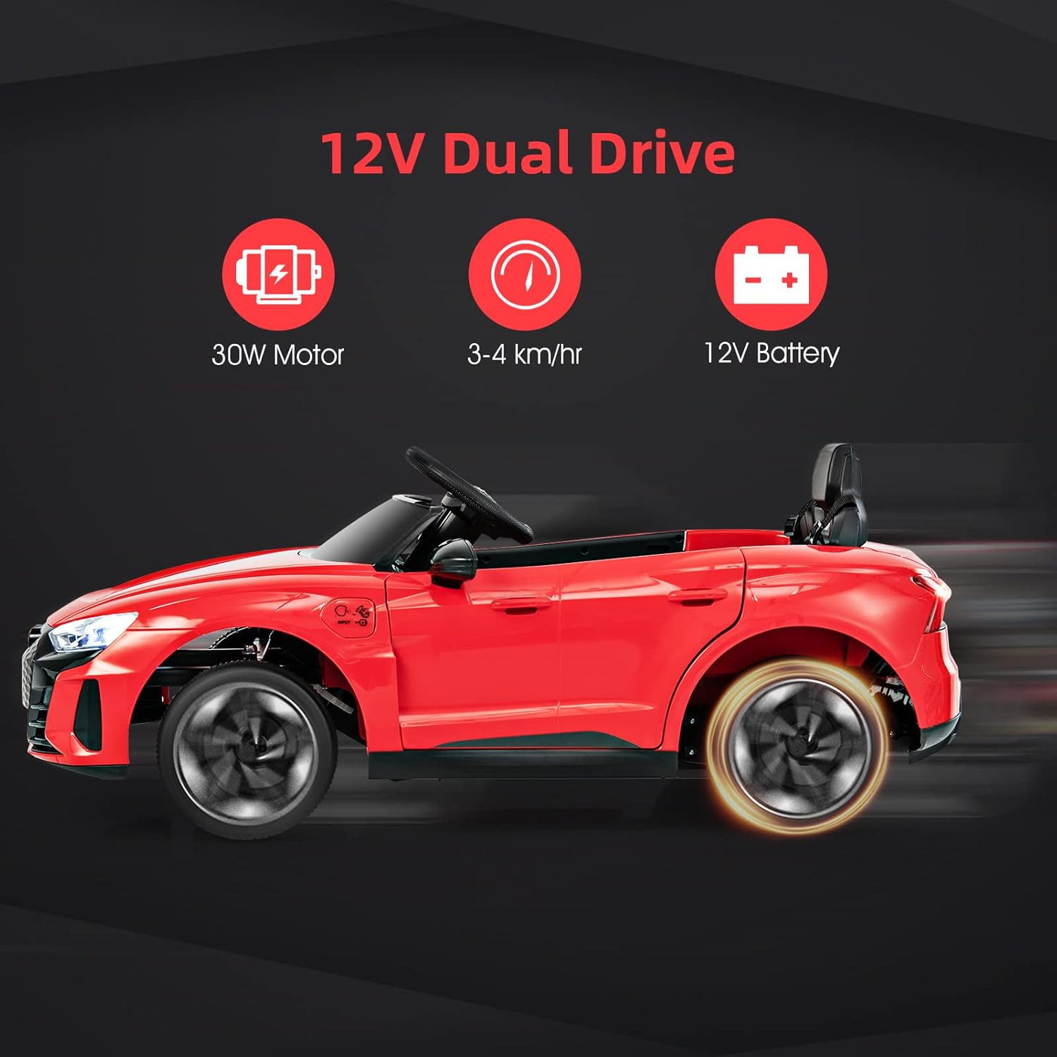 12V Kids Ride on Car, Licensed Audi RS E-Tron GT Electric Vehicle with Remote Co