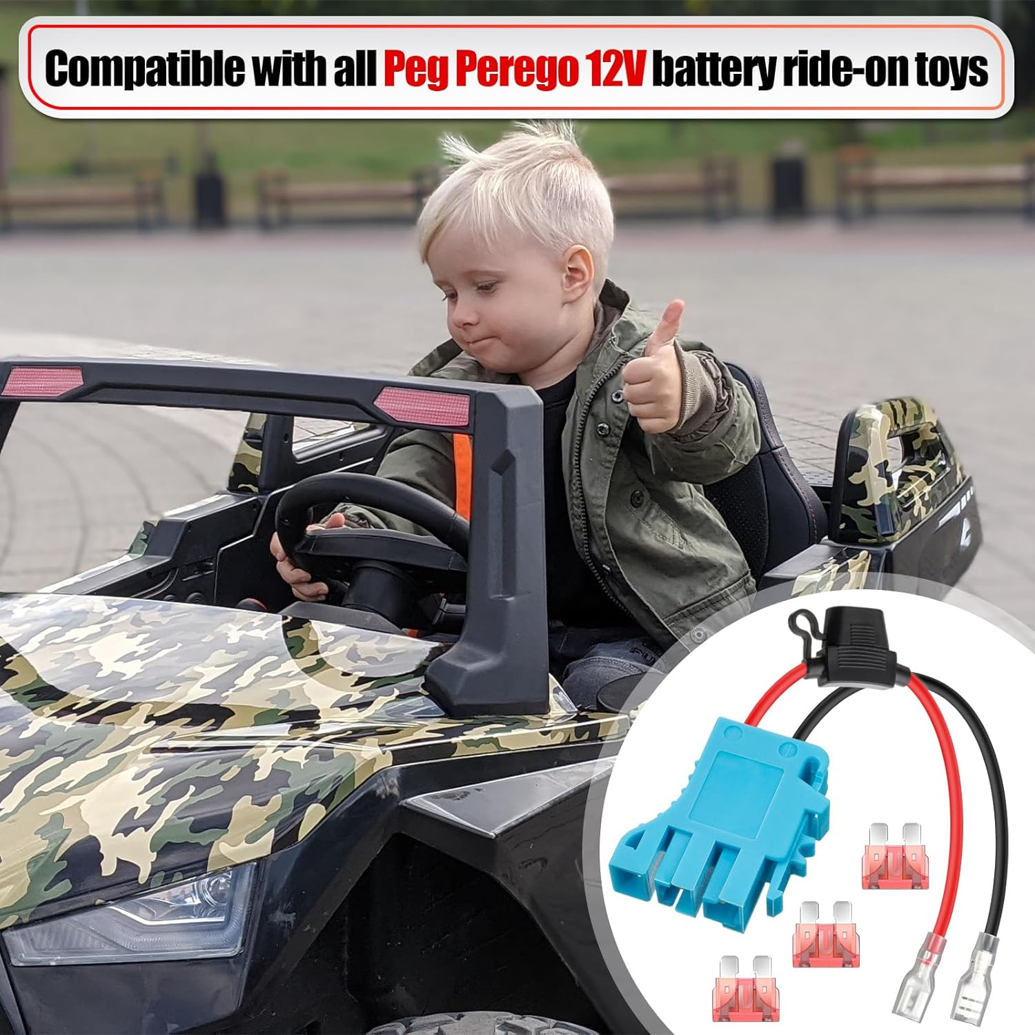12 AWG Wire Harness Connector Replacement Compatible with Peg-Perego 12 Volt SLA