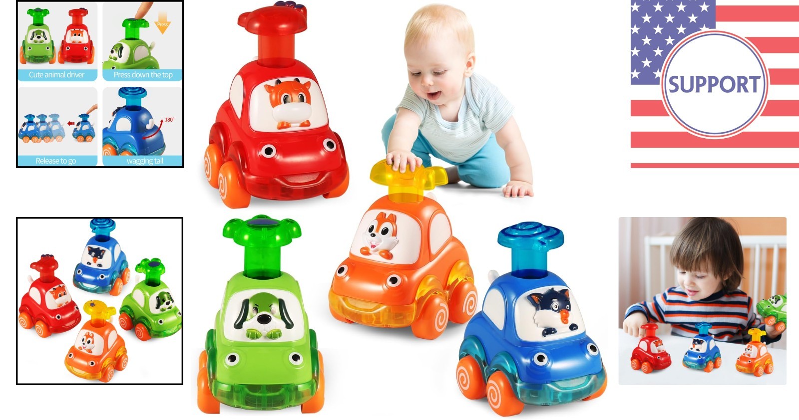 Press & Go Animal Cars for Toddlers – Safe and Educational Fun for Ages 1-3