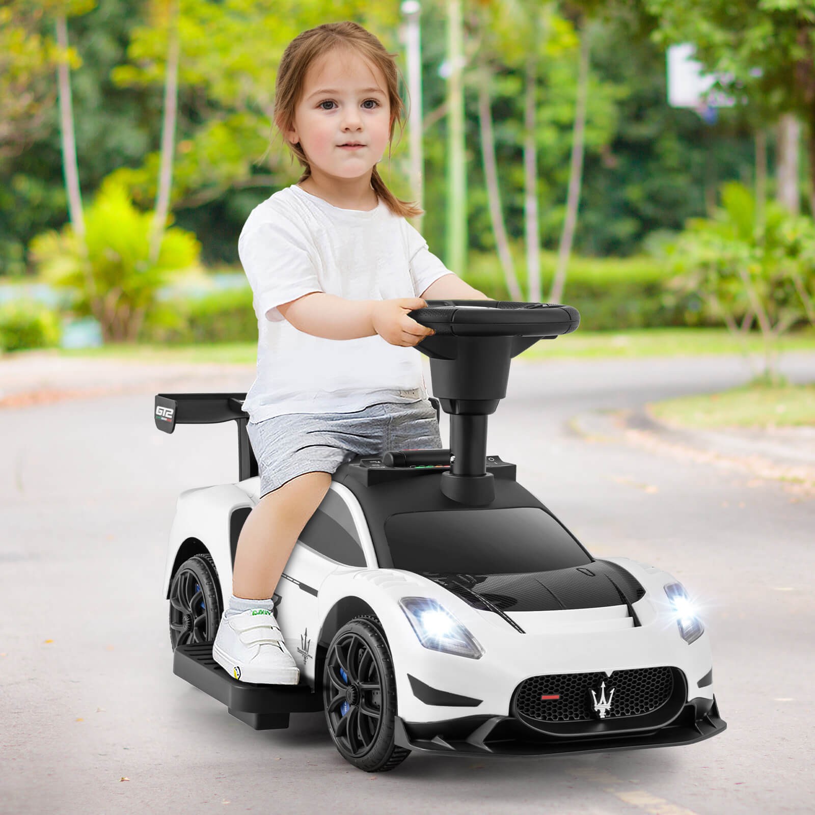 Electric Kids Ride on Push Car Maserati Licensed Foot to Floor Push Car w/Horn