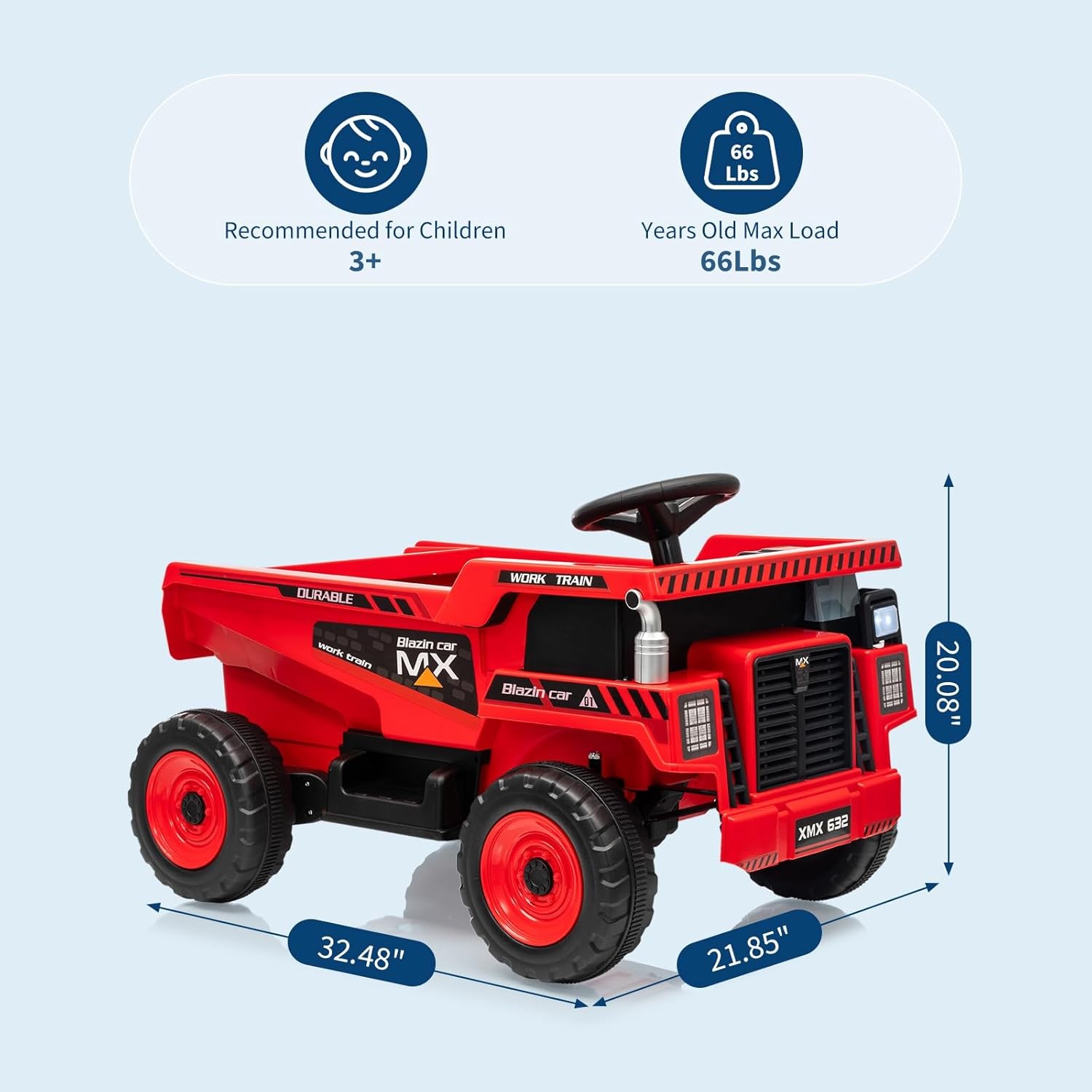 12V Kids Ride on Toy Car Dump Truck with Electric Dump Bed Construction Vehicles