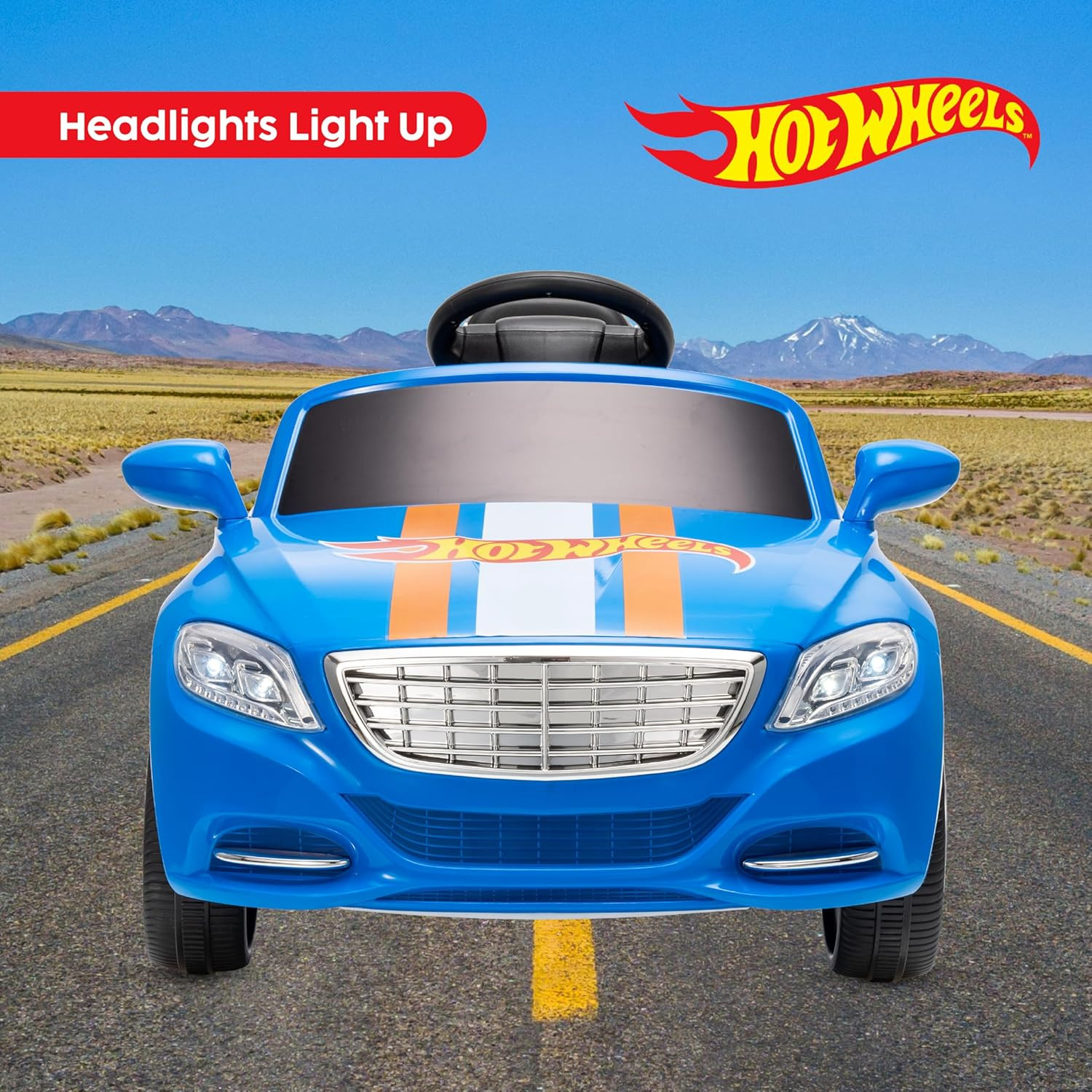 Hot Wheels 6V Kids Ride on Car, Rechargeable Battery, Working Headlights, Sounds