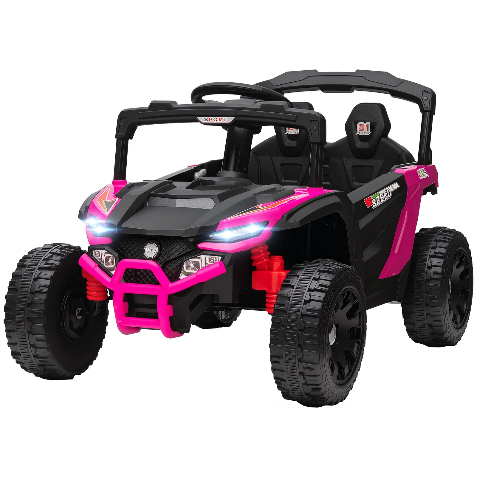 12V Kids Ride On Truck with Dual Motors for 3-5 Boys Girls, Pink