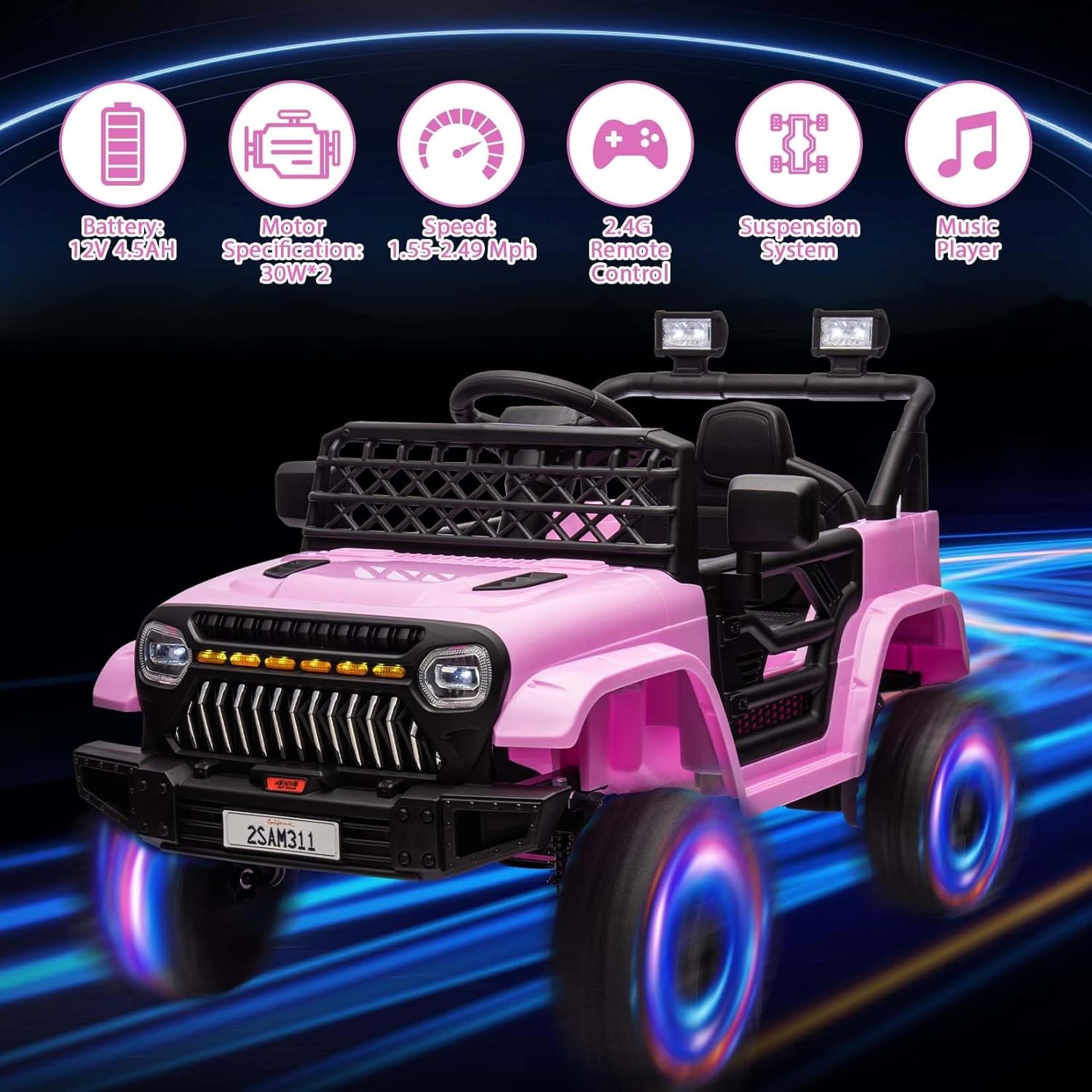 Ride On Car for Kids,Toddlers Truck,4-Wheel Electric Vehicle,Toy for Boys Girls