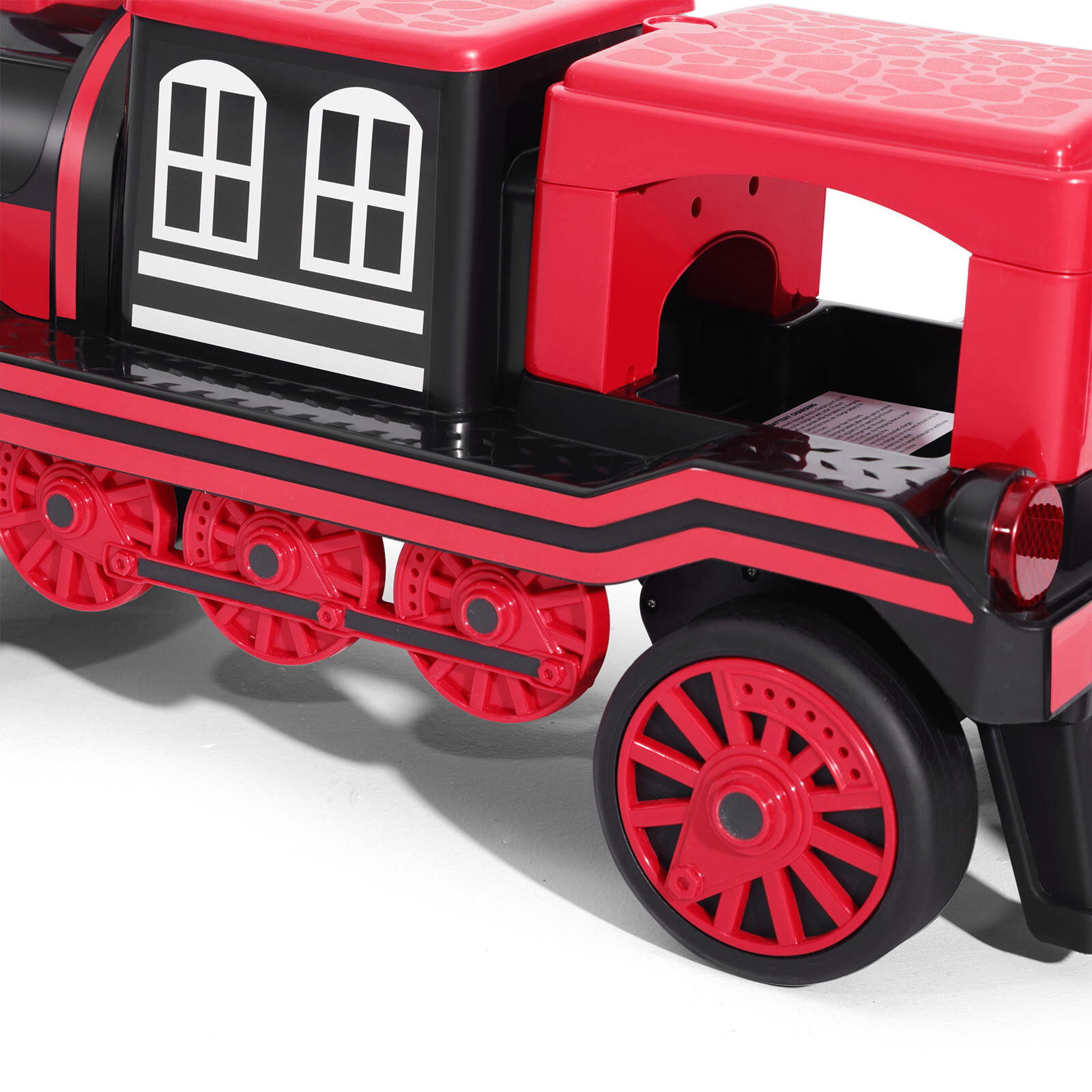 Large 2-Seater Red 12V Battery Kids Ride On Train w/2 Speed,Music,Lights,Storage