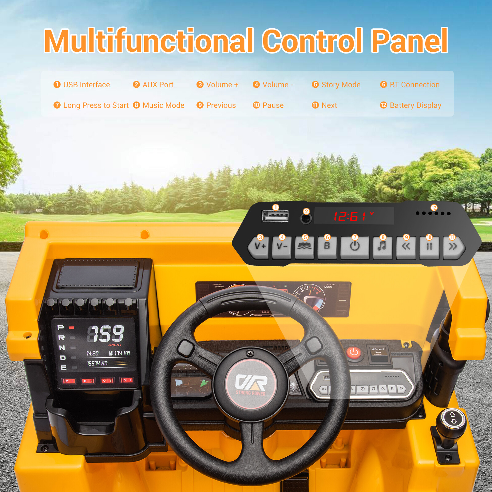 Kids 12V Ride On Dump Truck Construction Vehicle w/ Electric Bed Remote Control