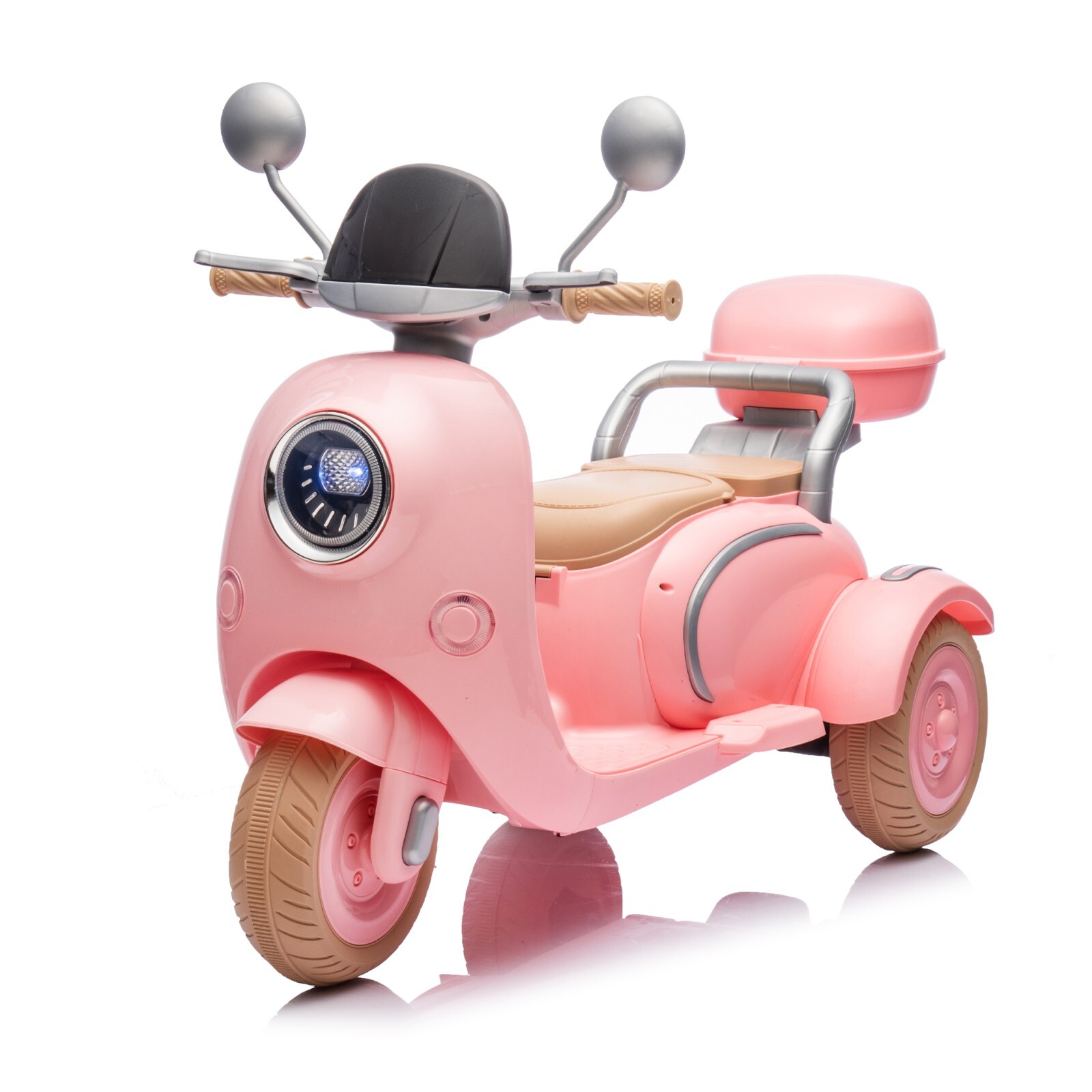 Kids 2-Seater Ride-On Motorcycle 12V with 2 Motors – 3-Wheel, USB, for 3-6, Pink