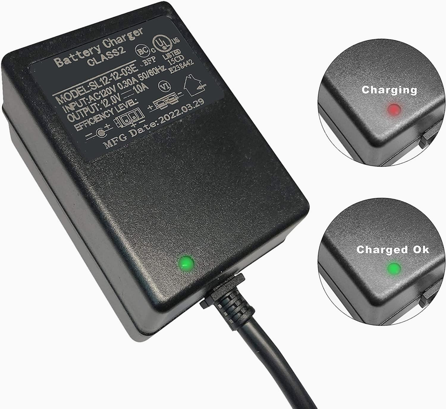 12 Volt Charger for Kids Ride on Car Toys12V Battery Charger for Yamaha Rapto…