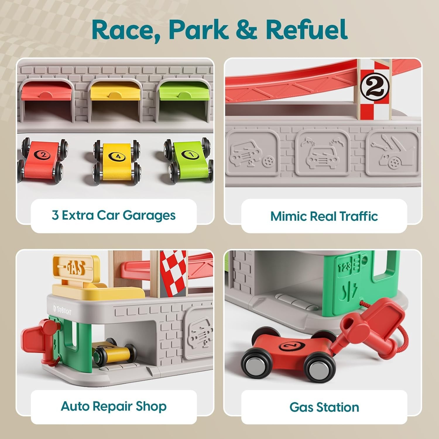 Car Ramp Toys, Race Track Car Toy for Toddler Age 2-4 Old Boy with 4 Cars, P…
