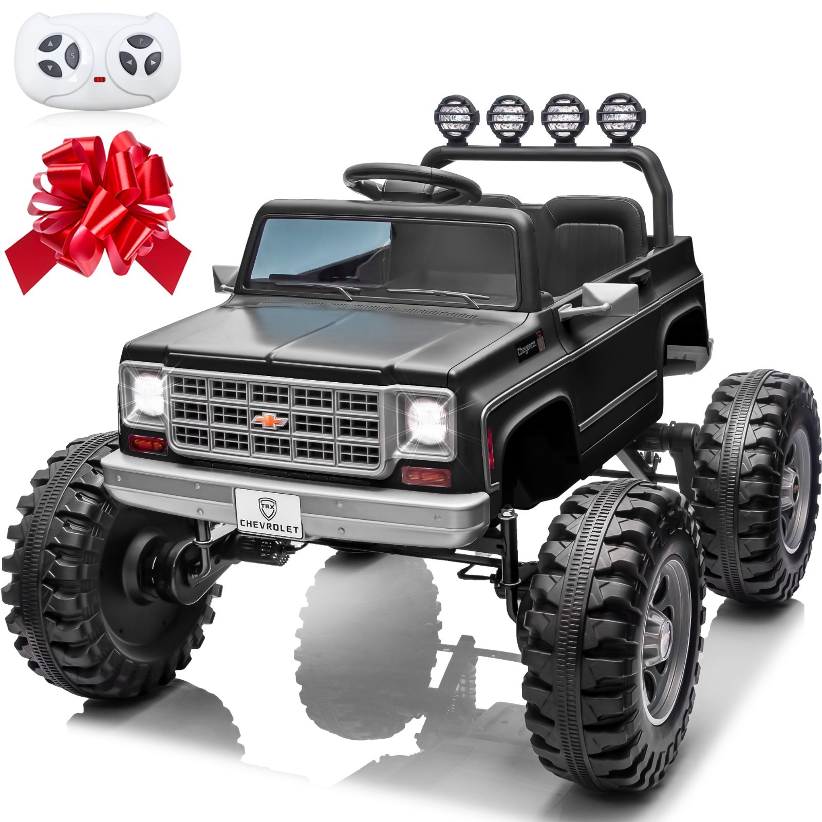 Kids Electric Ride On Truck Chevrolet Cheyenne 24V Remote Bluetooth LED Black