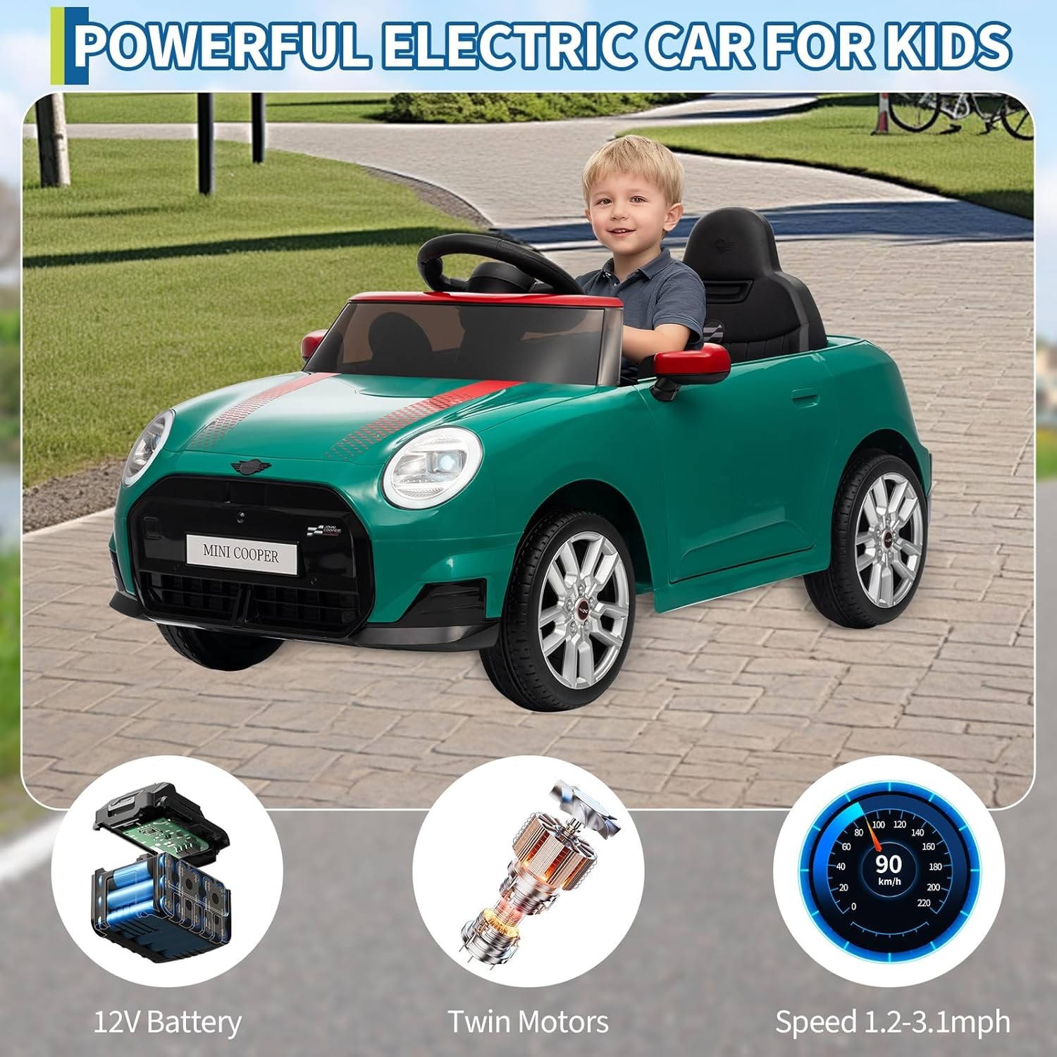 12V BMW Mini Cooper Licensed Ride on Car for Kids Electric Toy Car with Remote