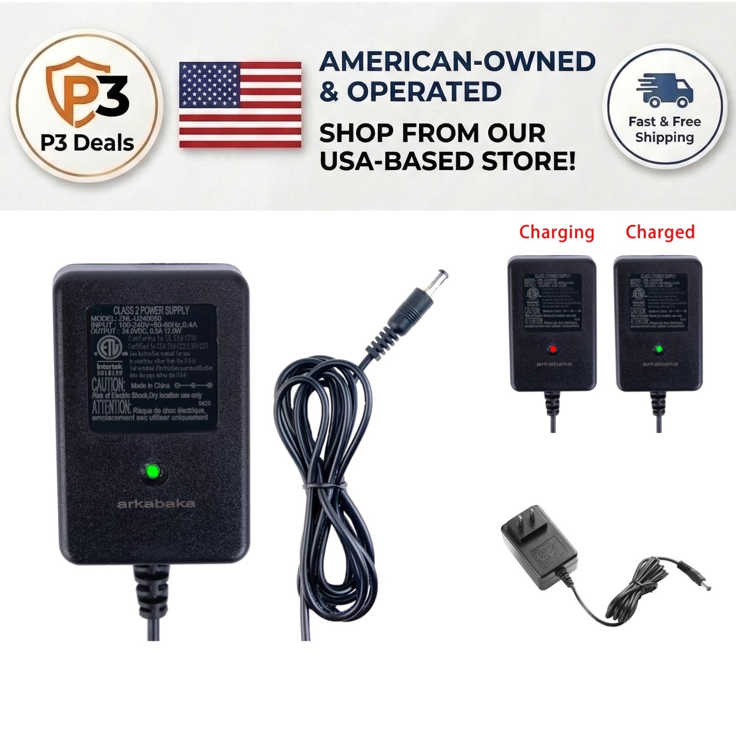 24 Volt Battery Charger for Kids Ride-On Cars with Safety Features & Indicator