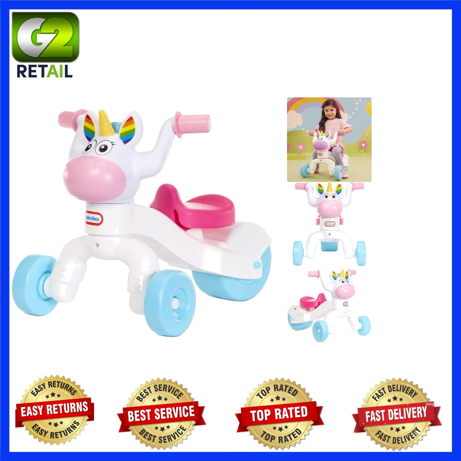 Large Unicorn Ride-On Scoot for 1-3 Olds – Safe Indoor & Outdoor Fun!
