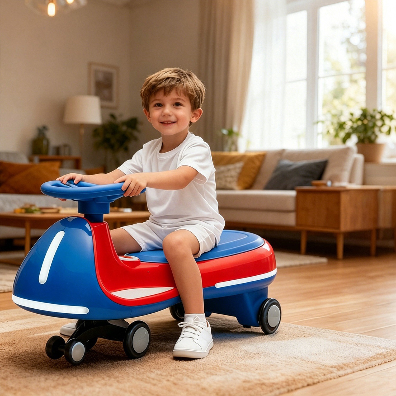 12V Kids Electric Wiggle Car with Pedal 2-in-1 Twist Car with Wireless Music