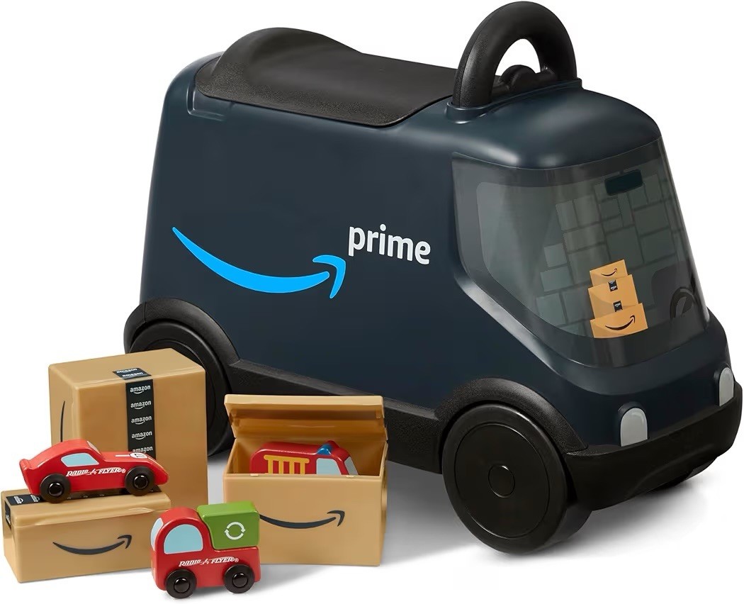Amazon Delivery Van Ride on Toy for Kids, Blue Toddler Ride on Toy for Ages 2+