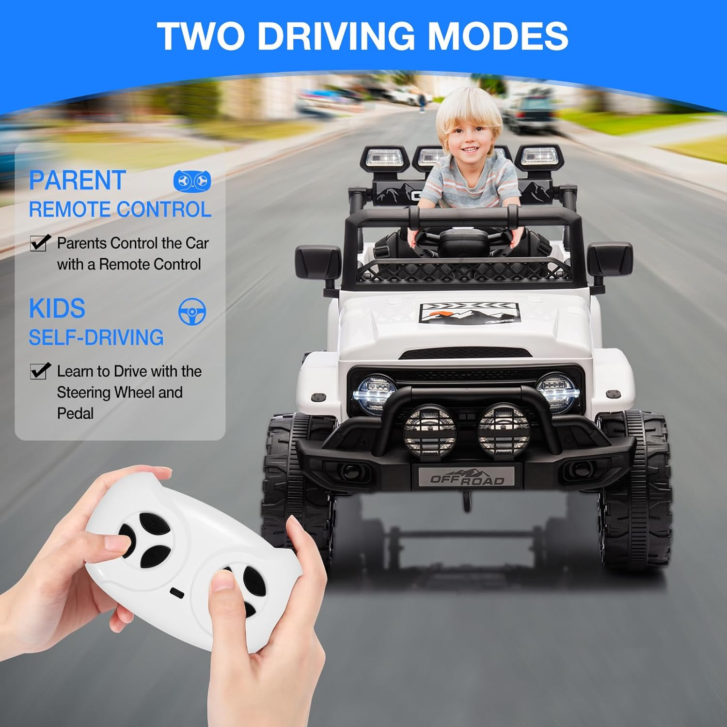 Ride on Truck Car for Kids, 12V Electric Ride on Car with Remote Control, Spring