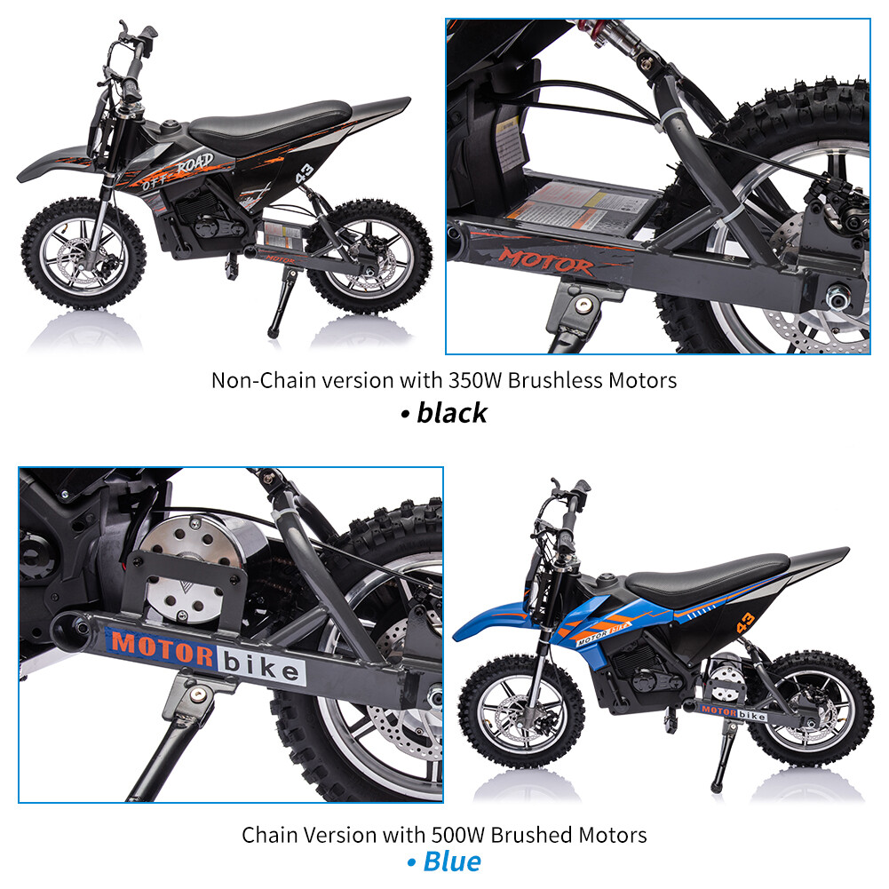 36V Kid Ride-On Motorcycle Electric Powered Dirt Bike Front+Back Brake for Teens