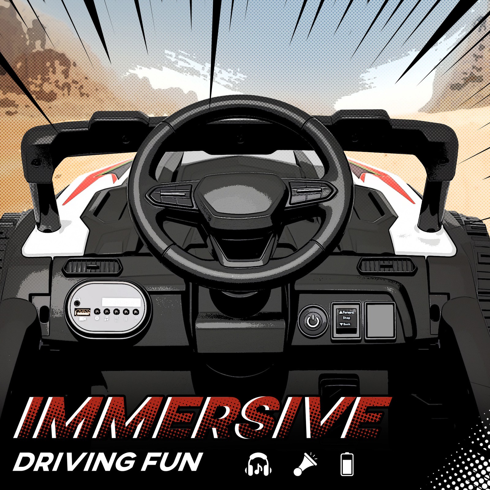 12V Kids Ride On Truck with Dual Motors for 3-5 Boys Girls, White