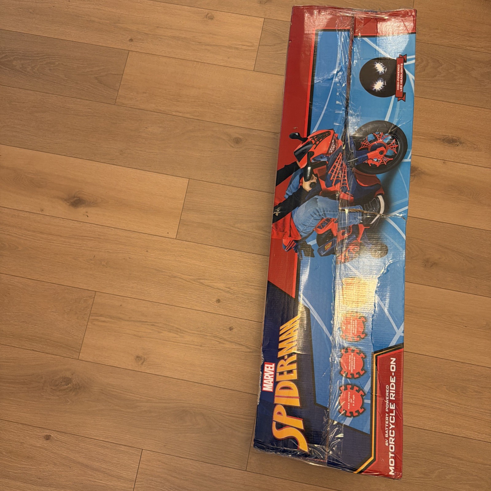 Kids Motorcycle Ride On Spiderman Design 6V Rechargeable Battery Ideal Gift NEW