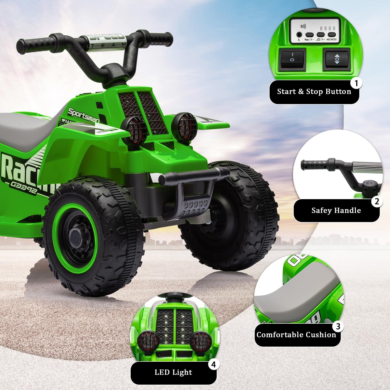 6V Kids ATV 4-Wheeler Ride On Car Electric Motorized Quad Battery Powered