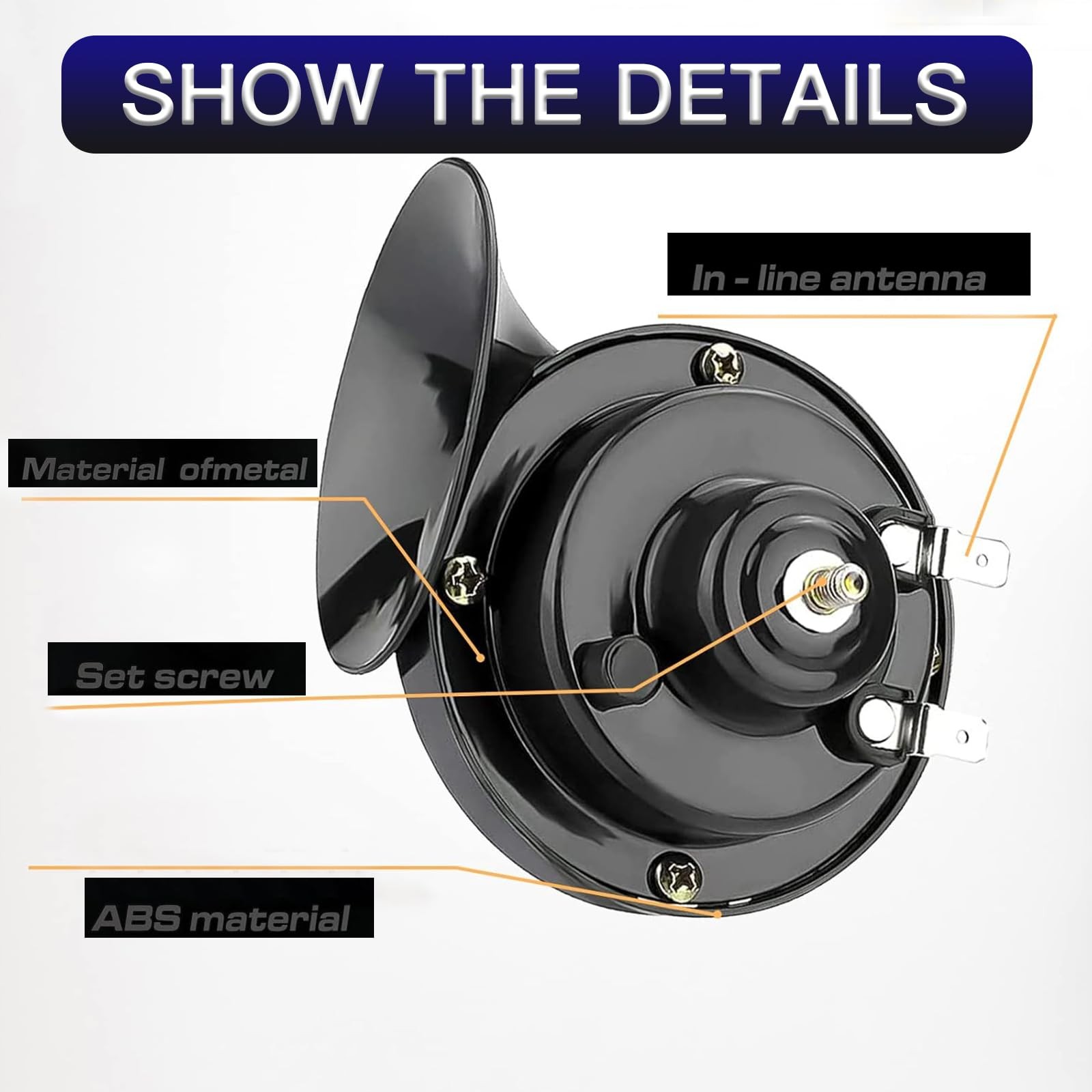 2 PCS 300DB Super Loud Train Horn Car Waterproof Air Electric Snail 12V Black