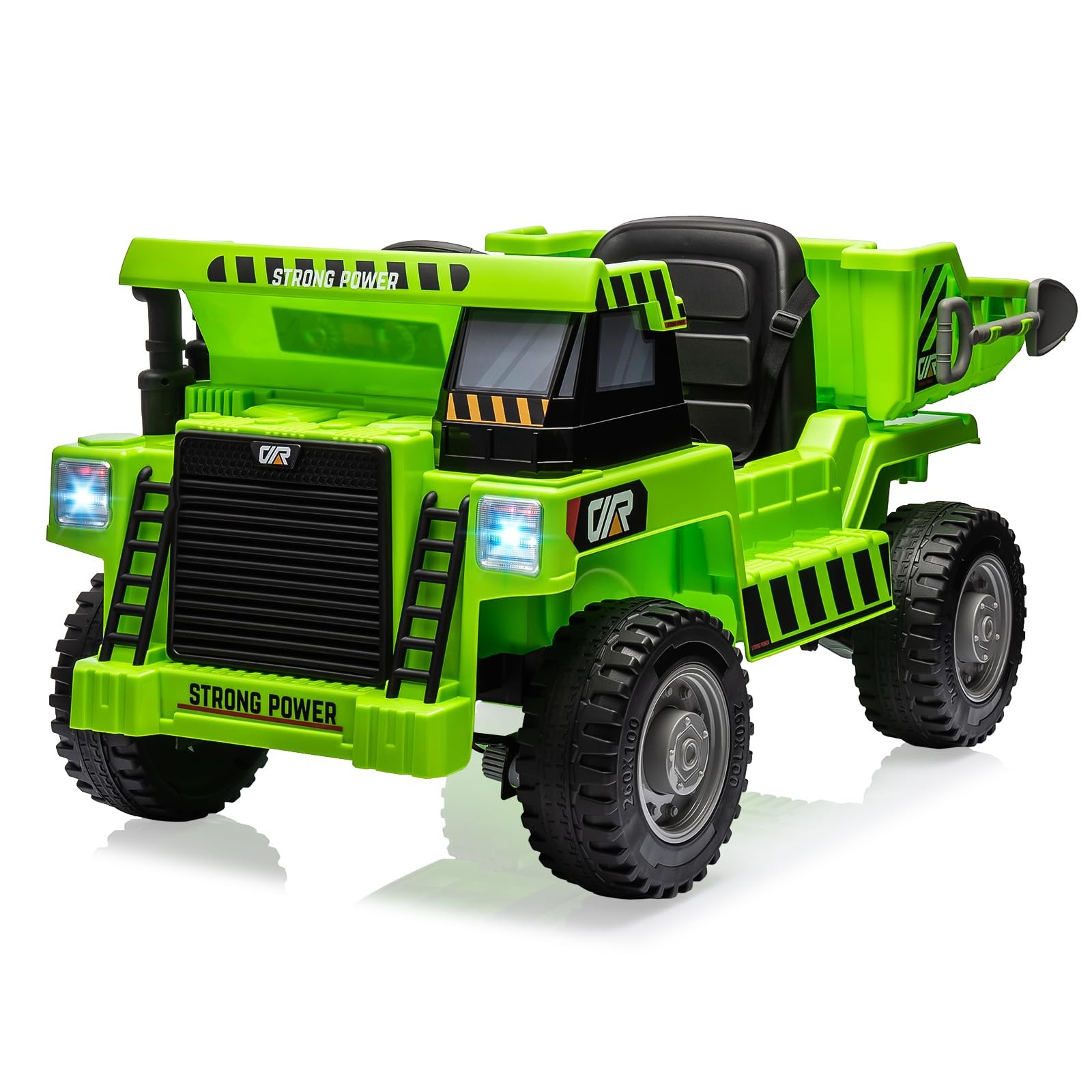 12V 4WD Kids Ride On Dump Truck Remote Dump Bed Shovel 2 Speed Outdoor Toy