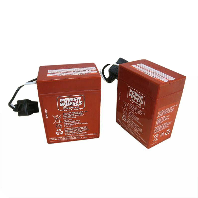 Power Wheels 00801-0712 2pc Red Battery 6V Fisher Price Genuine