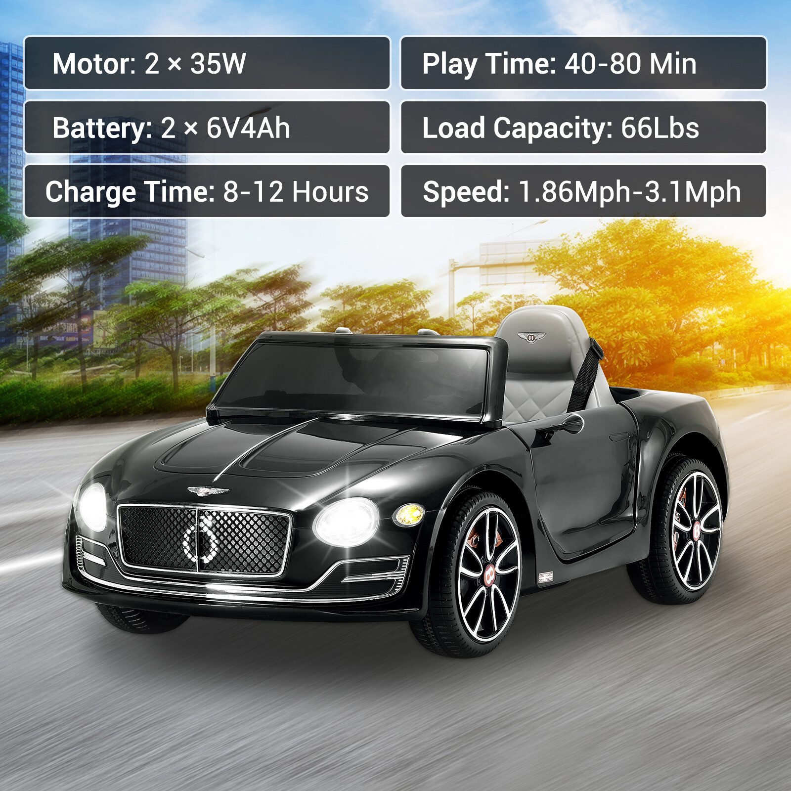 12V Kids Electric Ride on Car Licensed Bentley Style w/Remote Control LED Toys
